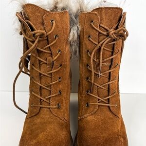 Steve Madden Tan Suede Lace Up Boots